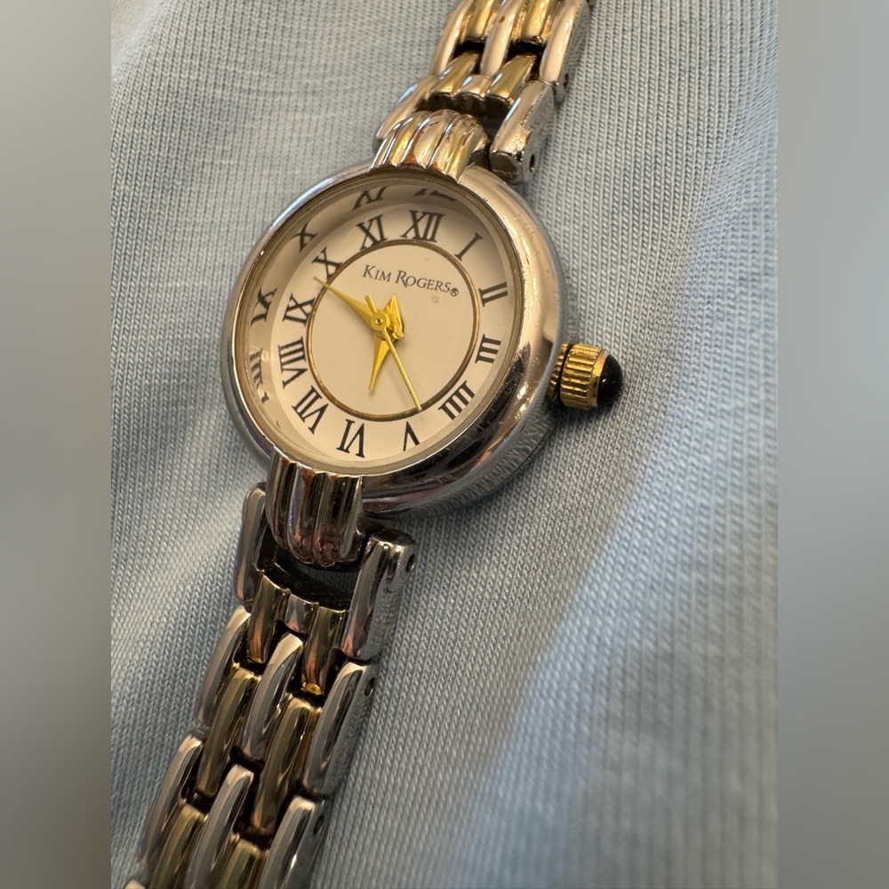 Kim Rogers Two-Tone Silver and Gold Women's Bracelet Watch